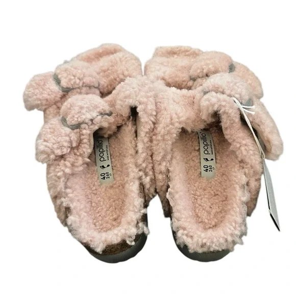 Birkenstock Papillio Sandals Teddy Pink Arizona Big Buckle Shearling EU 40/US 9 - Picture 4 of 9
